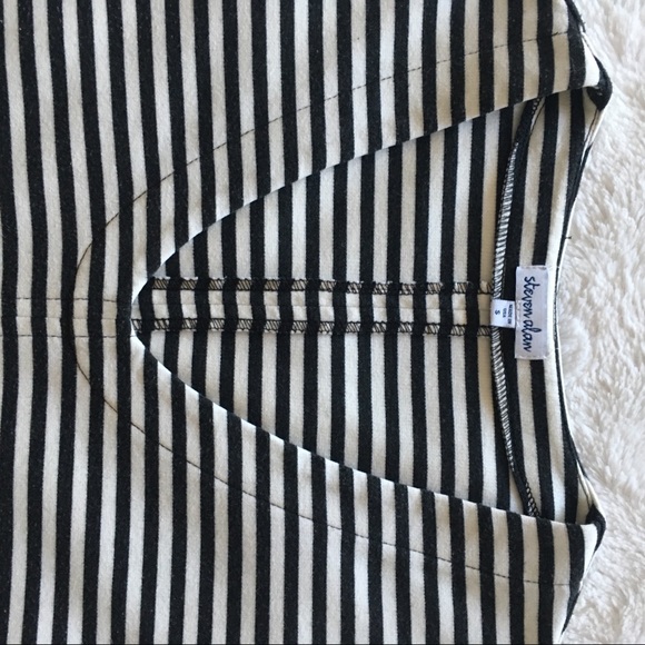 STEVEN ALAN Black n White Stripes Cotton Dress - Picture 4 of 8